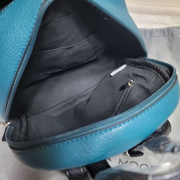 Jessica Moore Backpack NWT Mini Teal & Black - Includes Dust Bag - Picture 4 of 4